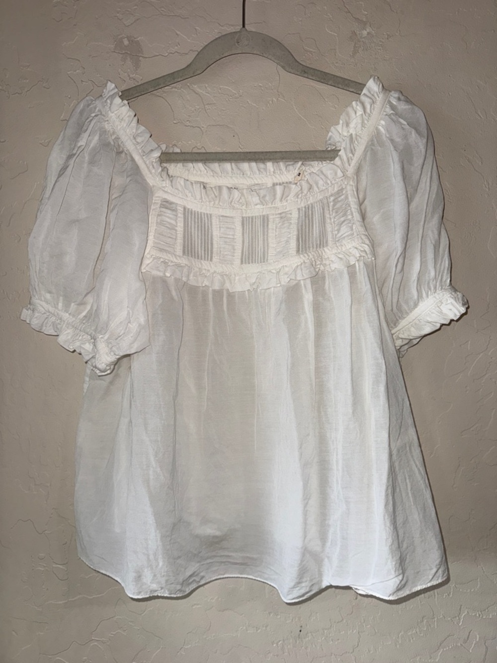 Doen Frances top white soft girl organic cotton romantic puff sleeve medium